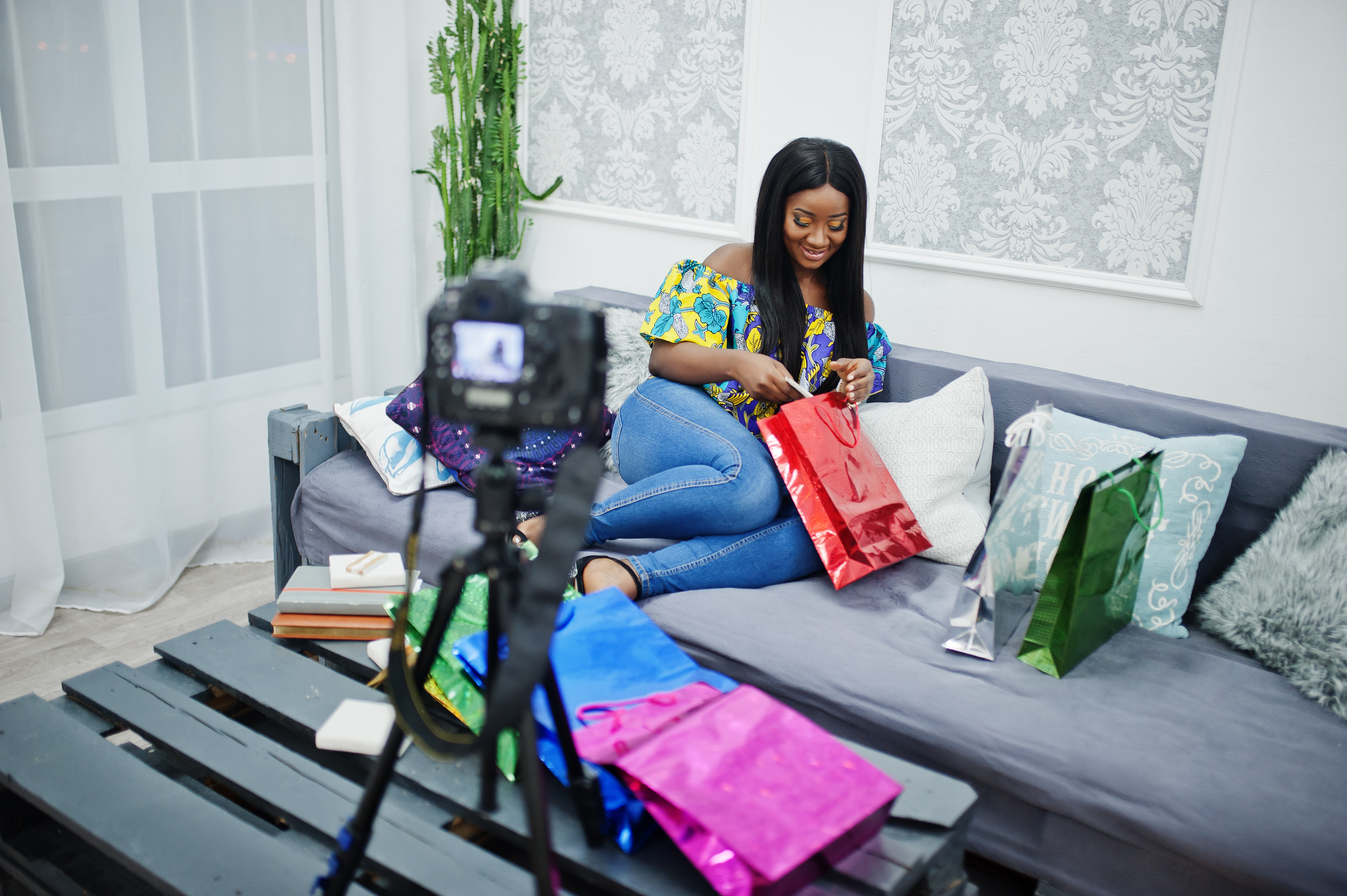 Vlogger creating content for an audience